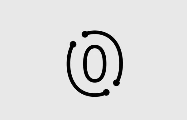 Αριθμός 0 μηδέν λογότυπο σχέδιο με γραμμή και τελείες — Διανυσματικό Αρχείο