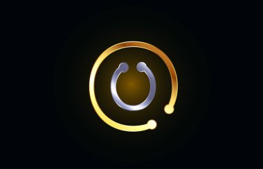 alfabe logo simge tasarımı için altın ve gümüş metal mektup O