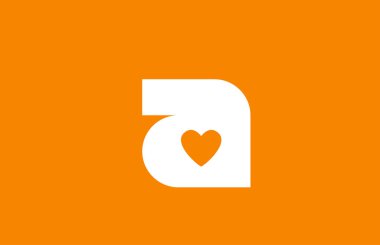 aşk kalp turuncu beyaz alfabe harfi şirket logosu desig için a