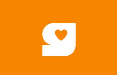 aşk kalp turuncu beyaz alfabe si harfi g şirket logosu desig için