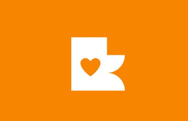 aşk kalp turuncu beyaz alfabe harfi k şirket logosu desig için