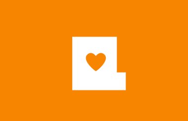 aşk kalp turuncu beyaz alfabe harfi l şirket logosu desig için