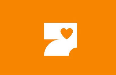 aşk kalp turuncu beyaz sayı 7 şirket logo tasarımı için