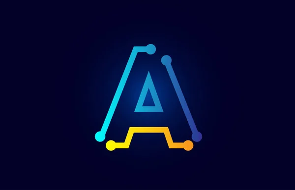 Lettre bleue et orange Un logo de l'alphabet icône design — Image vectorielle