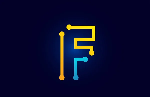 Blauwe en oranje letter F alfabet logo pictogram ontwerp — Stockvector