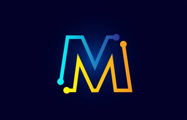 Modré a oranžové písmeno M abecední symbol loga — Stockový vektor