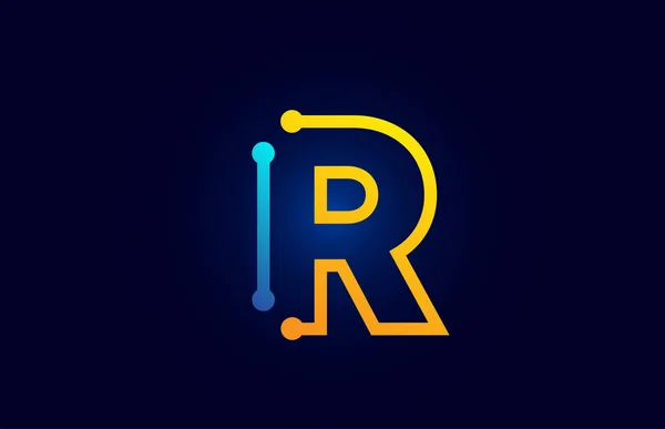 Azul y naranja letra R alfabeto logotipo icono de diseño — Vector de stock