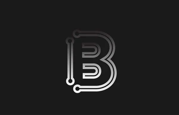 Чорно-біла лінія літери B для значка логотипу компанії des — стоковий вектор