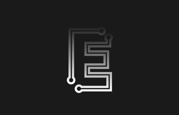 Μαύρο και άσπρο γραμμή αλφάβητο γράμμα E για το λογότυπο της εταιρείας εικονίδιο des — Διανυσματικό Αρχείο