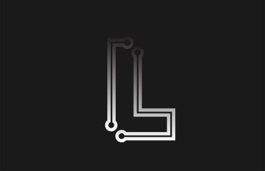 şirket logosu simgesi des için siyah beyaz çizgi alfabesi harfi L