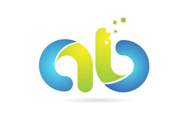 ab a b mavi yeşil kombinasyon alfabe harf logo simge tasarımı