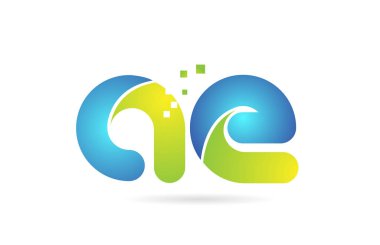 ae a e mavi yeşil kombinasyon alfabe harf logo simge tasarımı