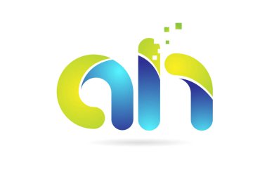 ah a h mavi yeşil kombinasyon alfabe harf logo simge tasarımı