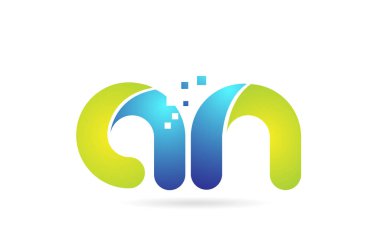 bir n mavi yeşil kombinasyon alfabe harfi logo simgesi tasarımı