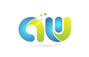 aw a w mavi yeşil kombinasyon alfabe harf logo simge tasarımı