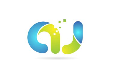 aj a j mavi yeşil kombinasyon alfabe harf logo simge tasarımı