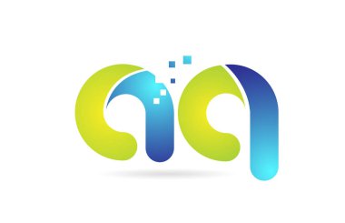 aq a q mavi yeşil kombinasyon alfabe harf logo simgesi tasarımı