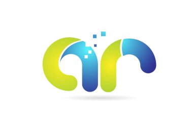ar a r mavi yeşil kombinasyon alfabe harfi logo simge tasarımı