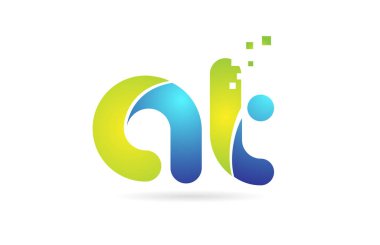 t mavi yeşil kombinasyon alfabe harfi logo simgesi tasarımı