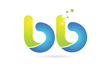 bb b b mavi yeşil kombinasyon alfabe harf logo simge tasarımı