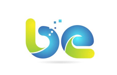 be b e mavi yeşil kombinasyon alfabe harf logo simge tasarımı