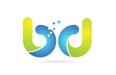 bd b d mavi yeşil kombinasyon alfabe harf logo simge tasarımı