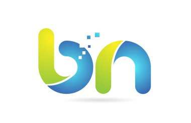 bn b n mavi yeşil kombinasyon alfabe harf logo simge tasarımı
