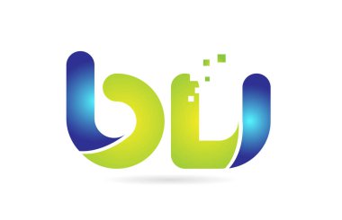 bu b u mavi yeşil kombinasyon alfabe harf logo simge tasarımı