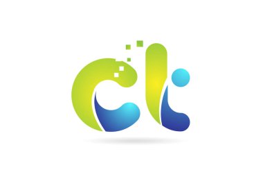 ct c t mavi yeşil kombinasyon alfabe harf logo simge tasarımı