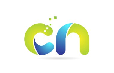cn c n mavi yeşil kombinasyon alfabe harf logo simge tasarımı