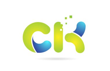 ck c k mavi yeşil kombinasyon alfabe harf logo simge tasarımı