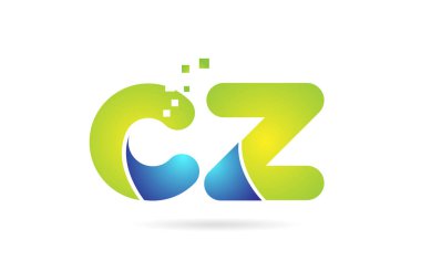 cz c z mavi yeşil kombinasyon alfabe harf logo simge tasarımı