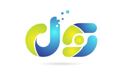 ds d s mavi yeşil kombinasyon alfabe harf logo simge tasarımı