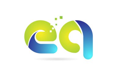 eq e q mavi yeşil kombinasyon alfabe harf logo simge tasarımı
