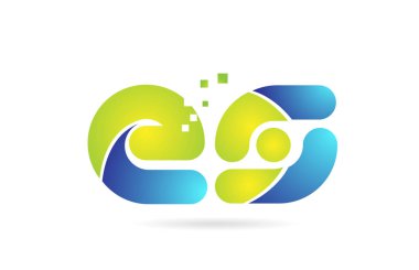 es e s mavi yeşil kombinasyon alfabe harf logo simge tasarımı