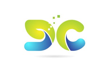 gc g c mavi yeşil kombinasyon alfabe harf logo simge tasarımı