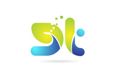 gt g t mavi yeşil kombinasyon alfabe harf logo simge tasarımı