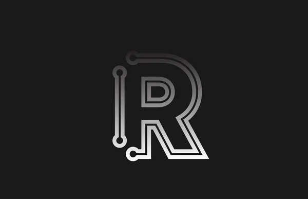 Black and white line alphabet letter R for company logo icon des — Stock Vector