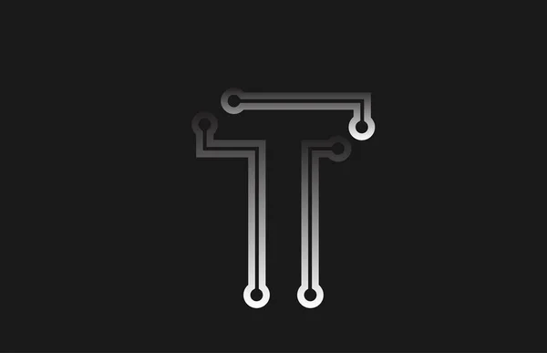 Černé a bílé písmeno latinky T pro logo společnosti ikona des — Stockový vektor