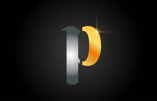 P gouden alfabet letter logo ontwerp geschikt voor een bedrijf — Stockvector