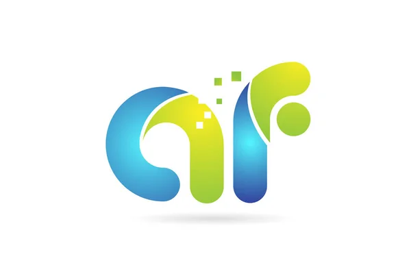 AF a f ikona logo niebieski projekt symbol zielony — Wektor stockowy
