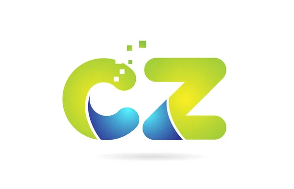 CZ c z kék zöld kombináció ábécé betűjel logo ikon tervezés — Stock Vector