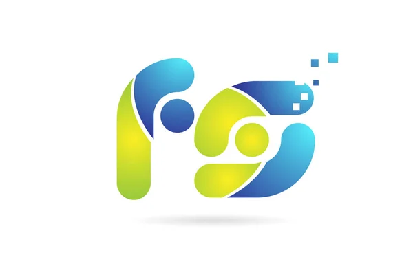 FS f s μπλε πράσινο συνδυασμό αλφάβητο γράμμα λογότυπο σχεδίαση εικονιδίων — Διανυσματικό Αρχείο