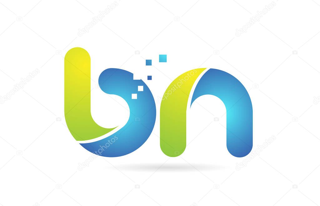 Bn b n blue green alphabet combination letter logo design suitable for a company or business