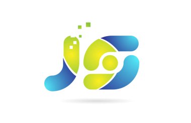js j s mavi yeşil kombinasyon alfabe harf logo simge tasarımı