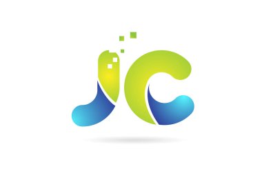 jc j c mavi yeşil kombinasyon alfabe harf logo simge tasarımı