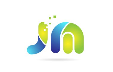jm j m mavi yeşil kombinasyon alfabe harf logo simge tasarımı