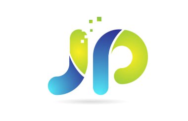 jp j p mavi yeşil kombinasyon alfabe harf logo simge tasarımı