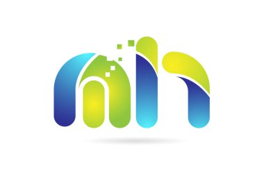 mh m h mavi yeşil kombinasyon alfabe harf logo simge tasarımı