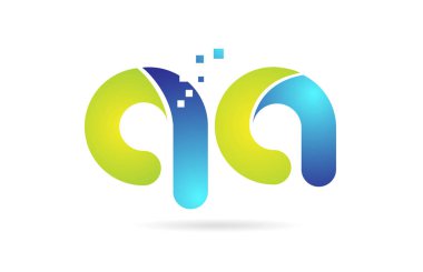 qa q mavi yeşil kombinasyon alfabe harf logo simge tasarımı